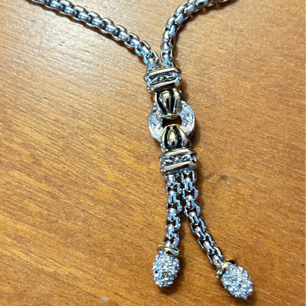 John Medeiros pave drop barrel chain necklace  Silver and Gold with tags